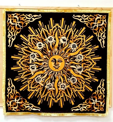 Скатерть-алтарь для гаданий и раскладов Солнечный круг Зодиака - фото 16021